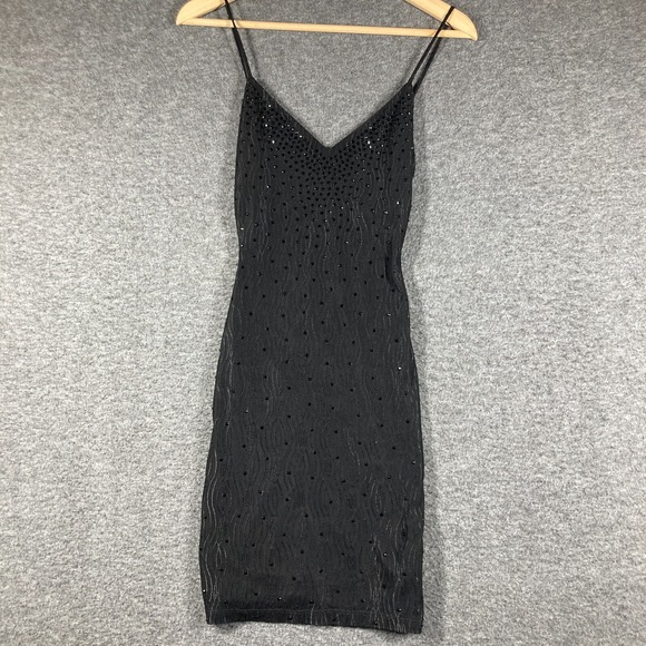 Windsor Beaded Slip Dress Womens XS Extra Small Black - Picture 1 of 10
